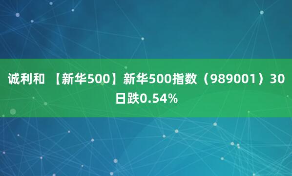 诚利和 【新华500】新华500指数（989001）30日跌0.54%